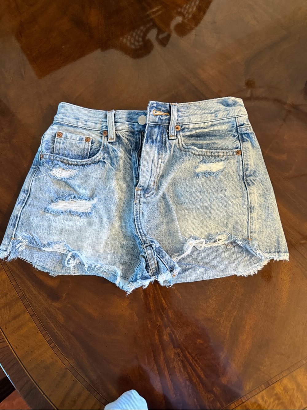 pistola Light Blue Distressed Denim Cutoff Shorts
